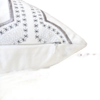 Zey Throw Pillow Cover, Snowflake Embroidered White Velvet, 20 Inch Square - BM349692