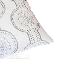 Zey Throw Pillow Cover, Snowflake Embroidered White Velvet, 20 Inch Square - BM349692