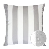 Keo Outdoor Throw Pillow Cover, Silver White Wide Stripes, 20 Inch Square - BM349693