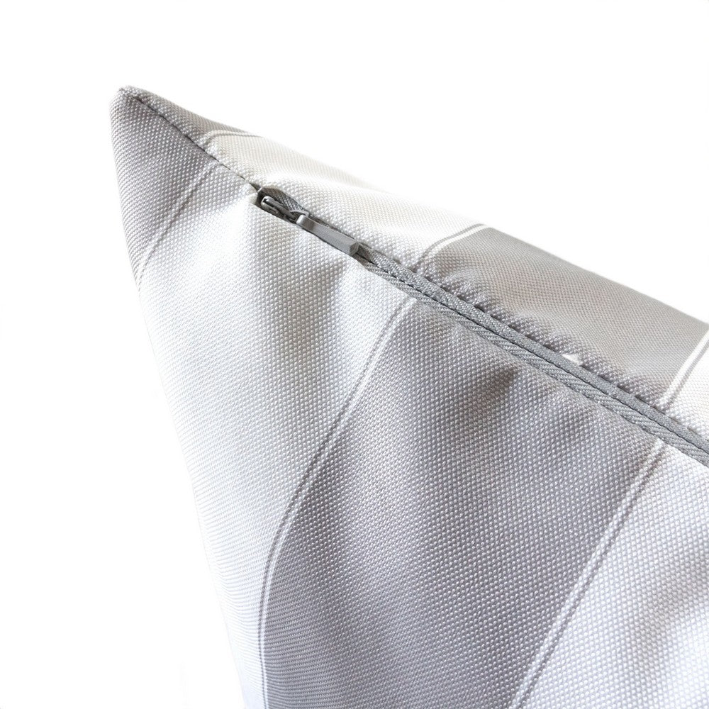 Keo Outdoor Throw Pillow Cover, Silver White Wide Stripes, 20 Inch Square - BM349693