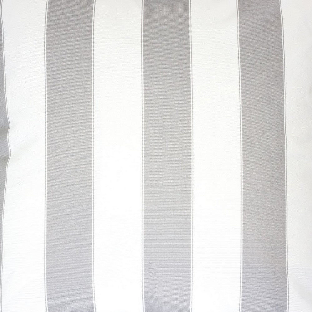 Keo Outdoor Throw Pillow Cover, Silver White Wide Stripes, 20 Inch Square - BM349693