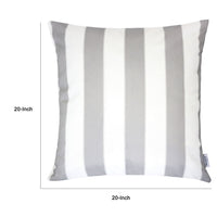 Keo Outdoor Throw Pillow Cover, Silver White Wide Stripes, 20 Inch Square - BM349693