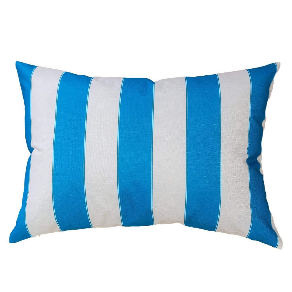 Keo Outdoor Lumbar Throw Pillow Cover, Blue and White Wide Stripes, 14x20 - BM349694