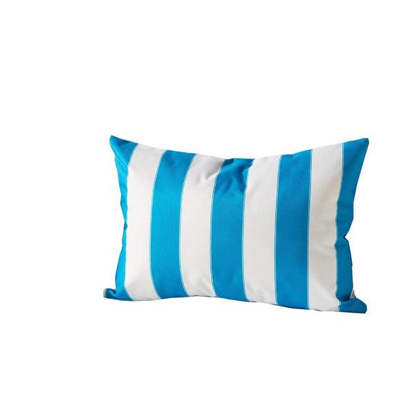 Keo Outdoor Lumbar Throw Pillow Cover, Blue and White Wide Stripes, 14x20 - BM349694