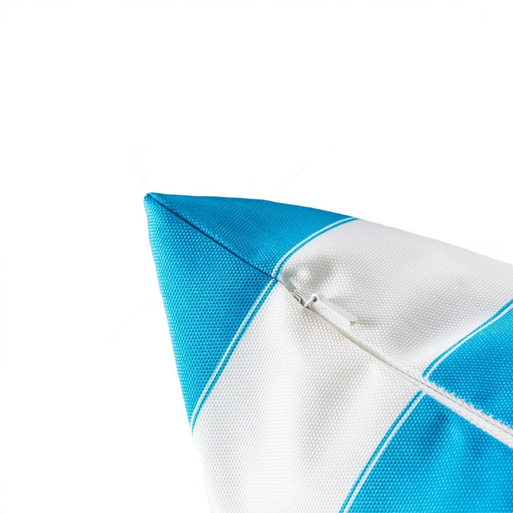 Keo Outdoor Lumbar Throw Pillow Cover, Blue and White Wide Stripes, 14x20 - BM349694