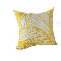 Gey Throw Pillow Cover, Outdoor Yellow Cover and White Leaf 20 Inch Square - BM349695