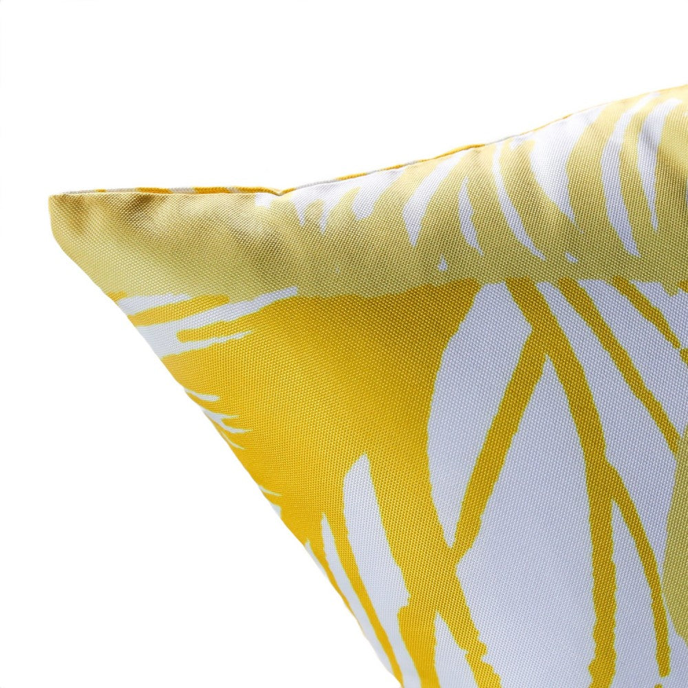 Gey Throw Pillow Cover, Outdoor Yellow Cover and White Leaf 20 Inch Square - BM349695