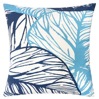 Gey Outdoor Throw Pillow Cover, Blue White Leaf Vein Pattern, 20 Inch Square - BM349696