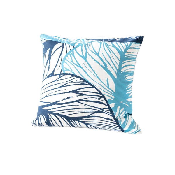 Gey Outdoor Throw Pillow Cover, Blue White Leaf Vein Pattern, 20 Inch Square - BM349696
