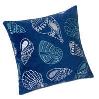 Coastal Shell Design Throw Pillow Cover, Indigo Velvet, 20 Inch Square - BM349700