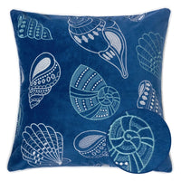 Coastal Shell Design Throw Pillow Cover, Indigo Velvet, 20 Inch Square - BM349700