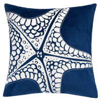 Throw Pillow Cover, Starfish Design, Coastal Indigo Velvet 20 Inch Square - BM349701