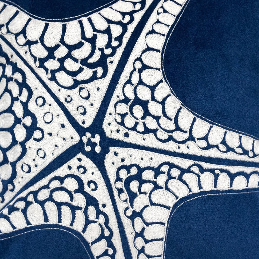 Throw Pillow Cover, Starfish Design, Coastal Indigo Velvet 20 Inch Square - BM349701