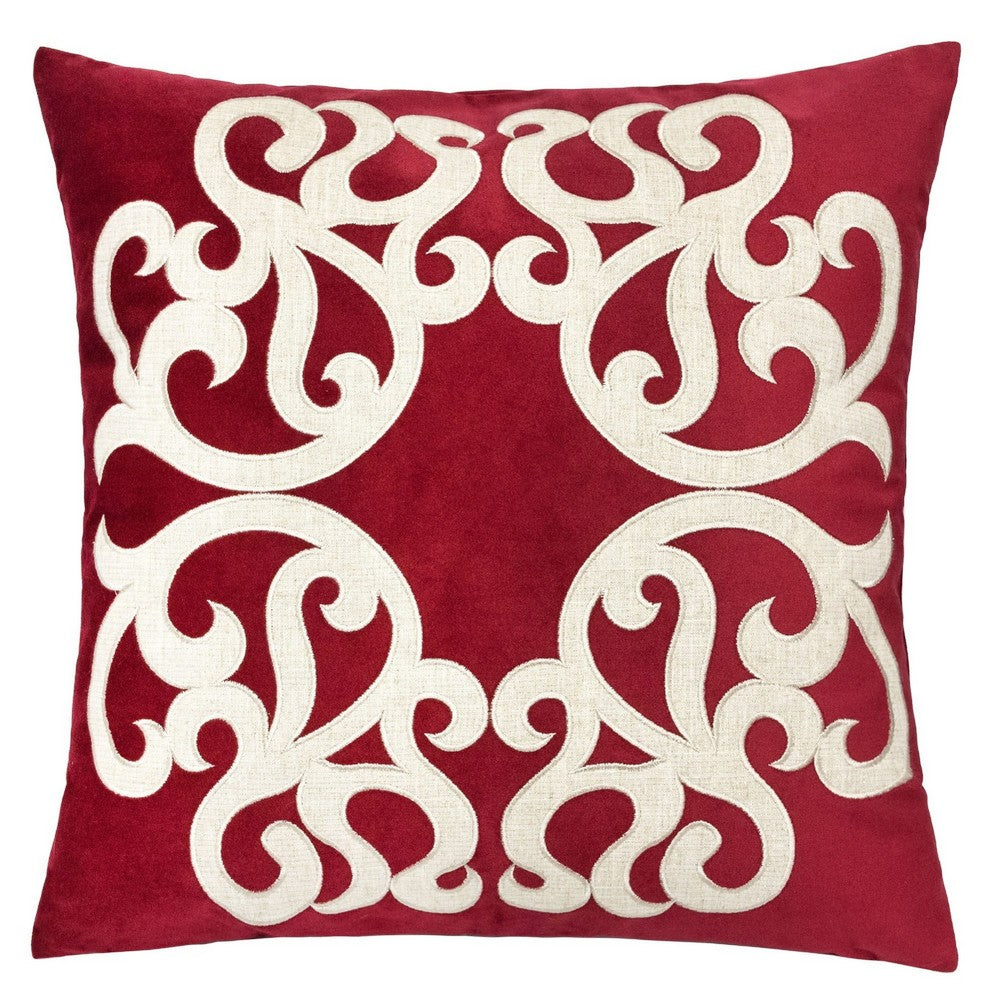 Dery 20x20 Square Throw Pillow Cover, Double Sided Red Velvet Vintage Design - BM349702