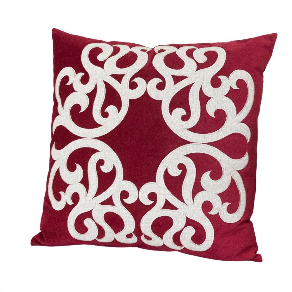 Dery 20x20 Square Throw Pillow Cover, Double Sided Red Velvet Vintage Design - BM349702