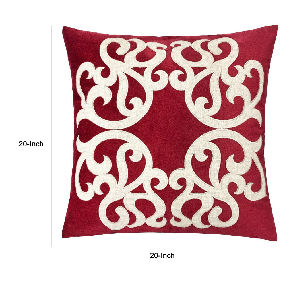 Dery 20x20 Square Throw Pillow Cover, Double Sided Red Velvet Vintage Design - BM349702