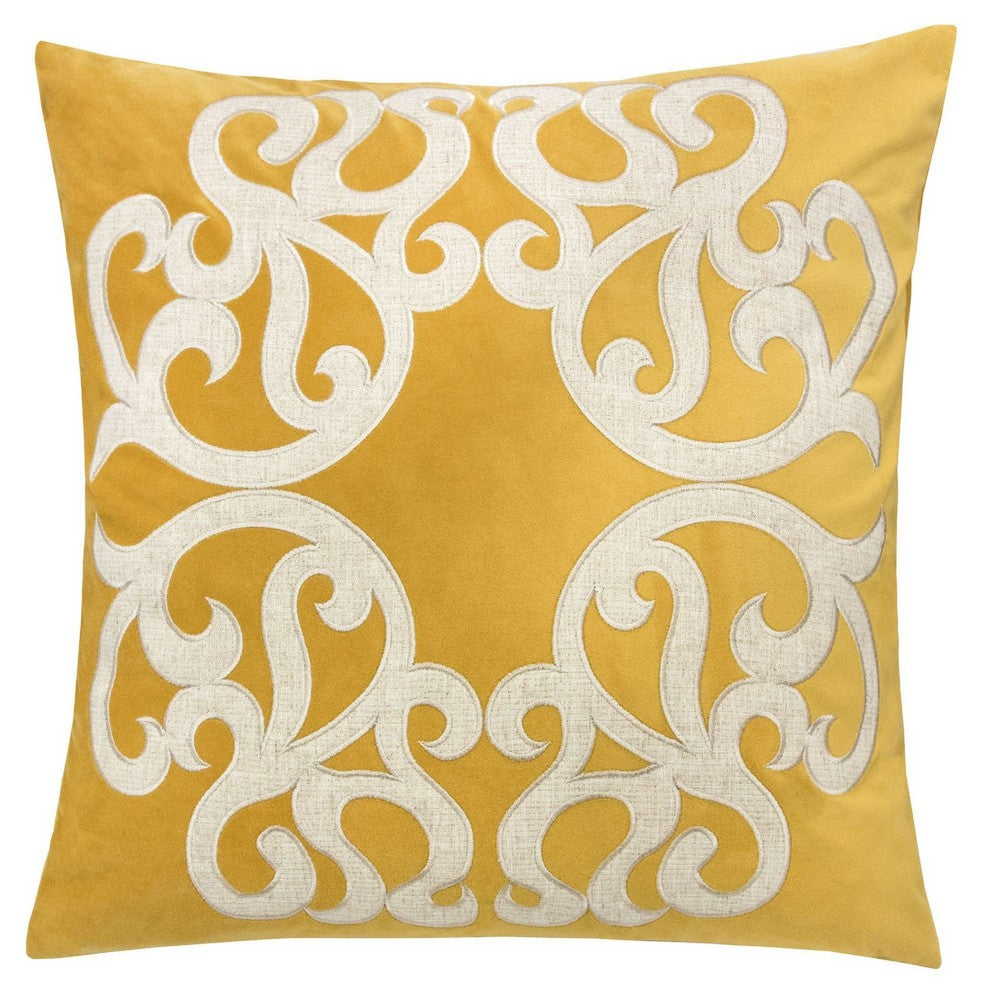 Dery 20x20 Square Throw Pillow Cover, 2 Sided Yellow Cover Velvet Vintage - BM349703