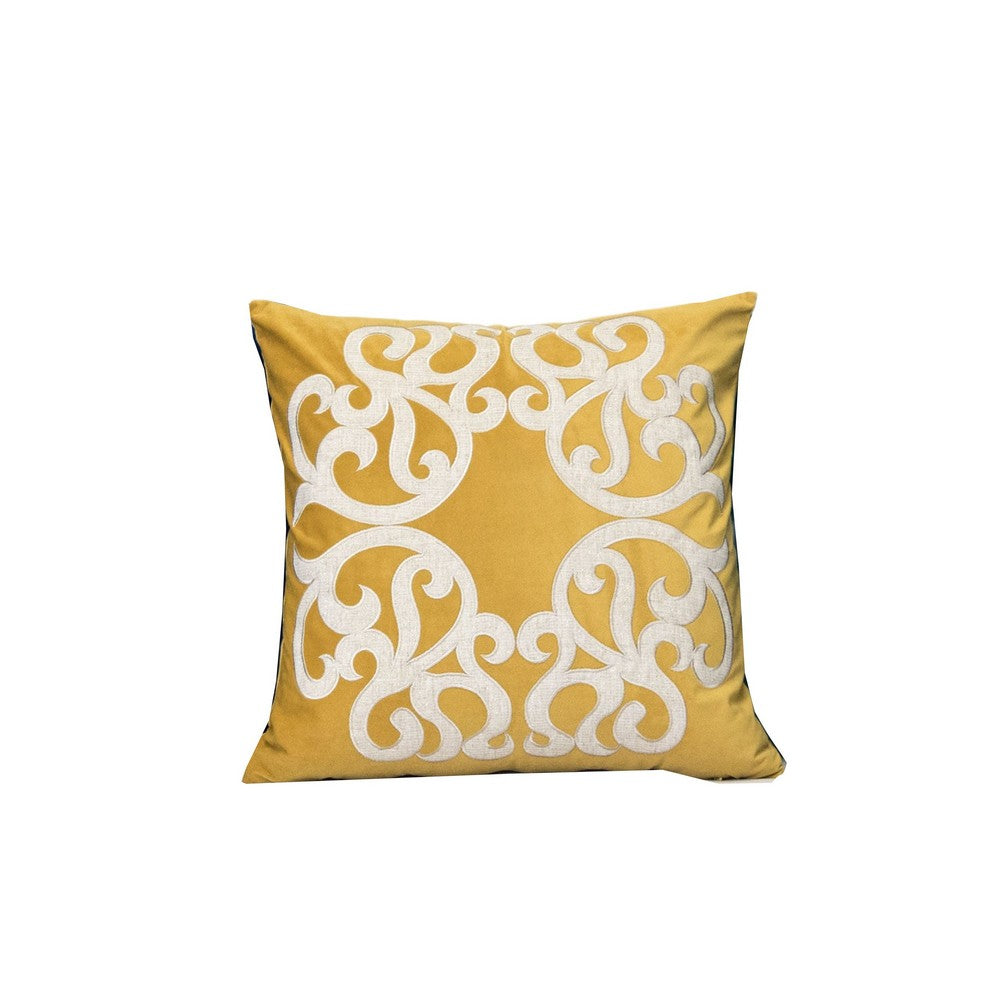 Dery 20x20 Square Throw Pillow Cover, 2 Sided Yellow Cover Velvet Vintage - BM349703