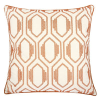 Throw Pillow Cover, Rust Orange Herringbone Embroidery 20 Inch Square - BM349706