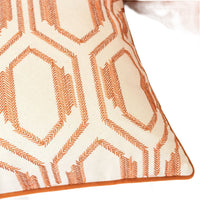 Throw Pillow Cover, Rust Orange Herringbone Embroidery 20 Inch Square - BM349706