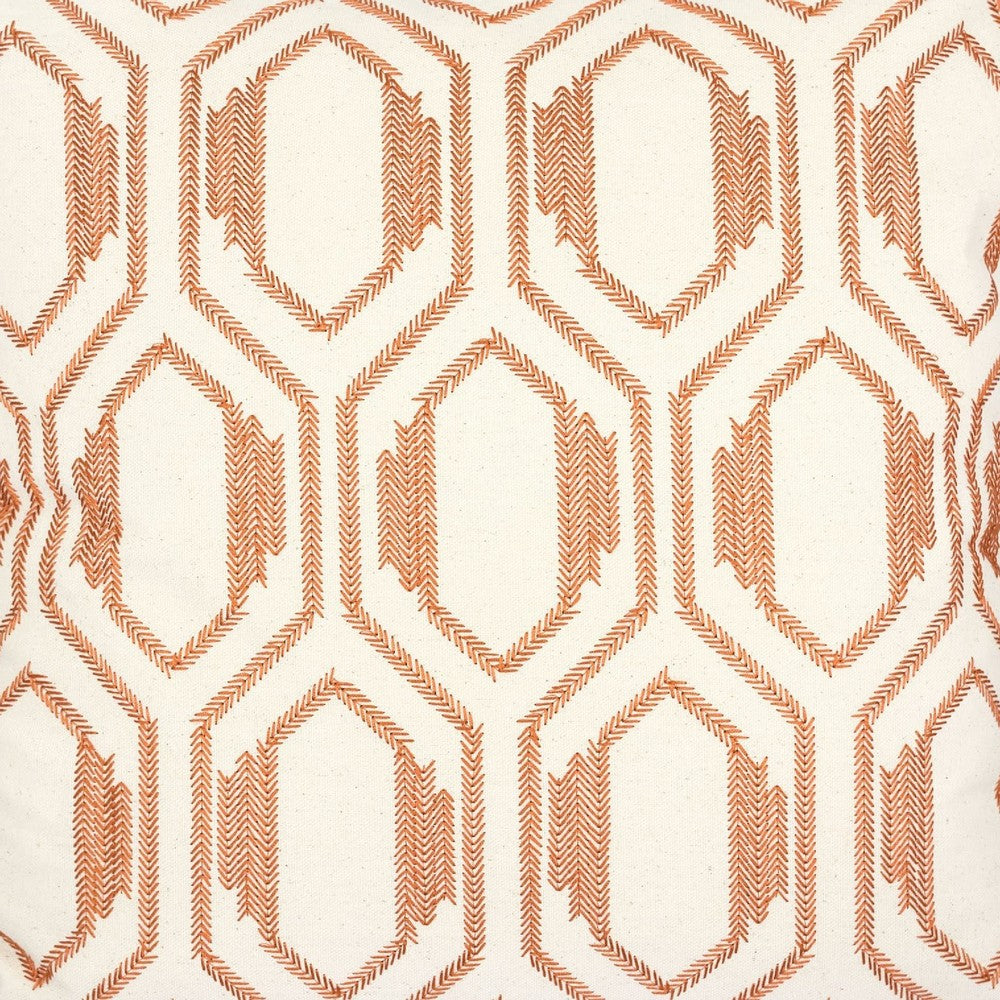 Throw Pillow Cover, Rust Orange Herringbone Embroidery 20 Inch Square - BM349706