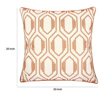 Throw Pillow Cover, Rust Orange Herringbone Embroidery 20 Inch Square - BM349706