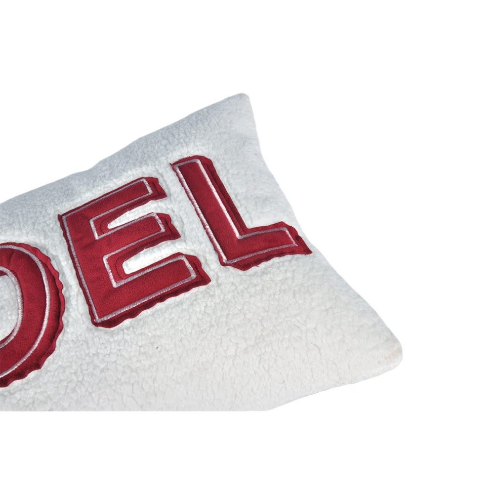 Holiday Throw Pillow Cover, NOEL Red and White Sherpa Textured, 14x20 Lumbar - BM349707