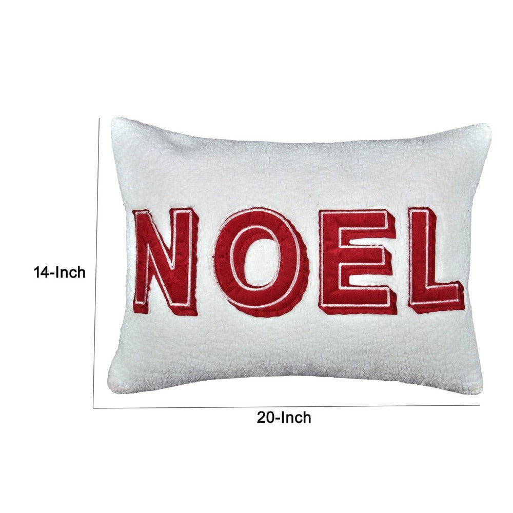 Holiday Throw Pillow Cover, NOEL Red and White Sherpa Textured, 14x20 Lumbar - BM349707