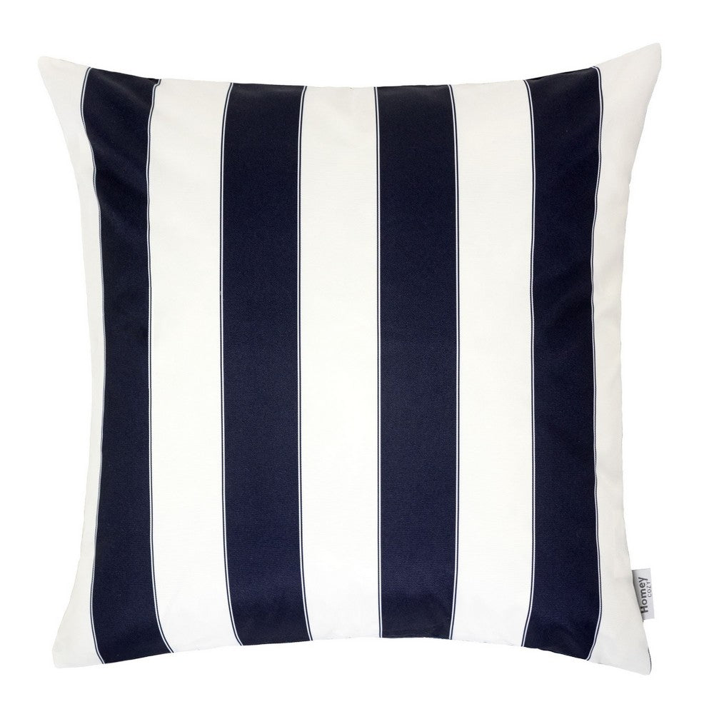Keo Accent Pillow Cover, Navy Blue and White Stripes, 20 Inch Square - BM349709
