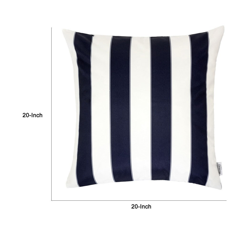 Keo Accent Pillow Cover, Navy Blue and White Stripes, 20 Inch Square - BM349709