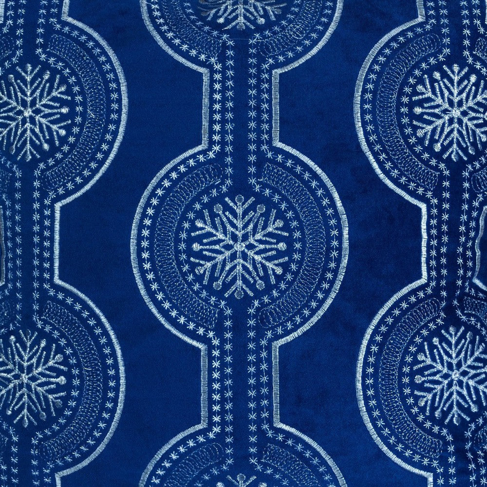 Zey Throw Pillow Cover, Snowflake Embroidered Blue Velvet, 20 Inch Square - BM349715