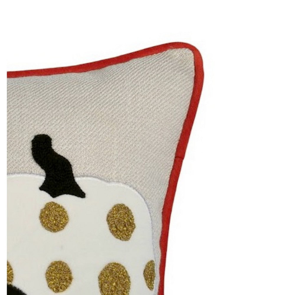 Lumbar Throw Pillow Cover, Hallow Pumpkin Embroidered, Black Linen 14x20 - BM349717