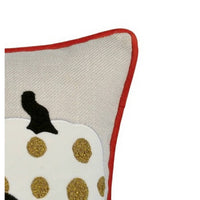 Lumbar Throw Pillow Cover, Hallow Pumpkin Embroidered, Black Linen 14x20 - BM349717
