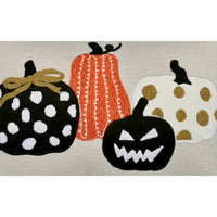 Lumbar Throw Pillow Cover, Hallow Pumpkin Embroidered, Black Linen 14x20 - BM349717
