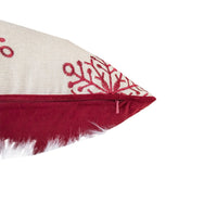 Merry Christmas Throw Pillow Cover Red Reindeer, Off White Linen 20in Square - BM349719