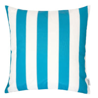 Keo Outdoor Throw Pillow, Aqua Blue, White Stripes, 20 Inch Square - BM349720