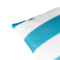 Keo Outdoor Throw Pillow, Aqua Blue, White Stripes, 20 Inch Square - BM349720