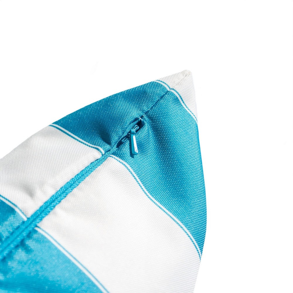 Keo Outdoor Throw Pillow, Aqua Blue, White Stripes, 20 Inch Square - BM349720