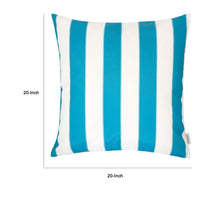 Keo Outdoor Throw Pillow, Aqua Blue, White Stripes, 20 Inch Square - BM349720