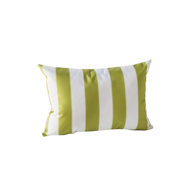 Keo Outdoor Lumbar Pillow, Wide Lime Green and White Stripes, 14x20 - BM349721