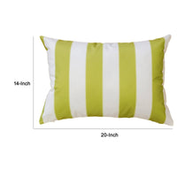 Keo Outdoor Lumbar Pillow, Wide Lime Green and White Stripes, 14x20 - BM349721