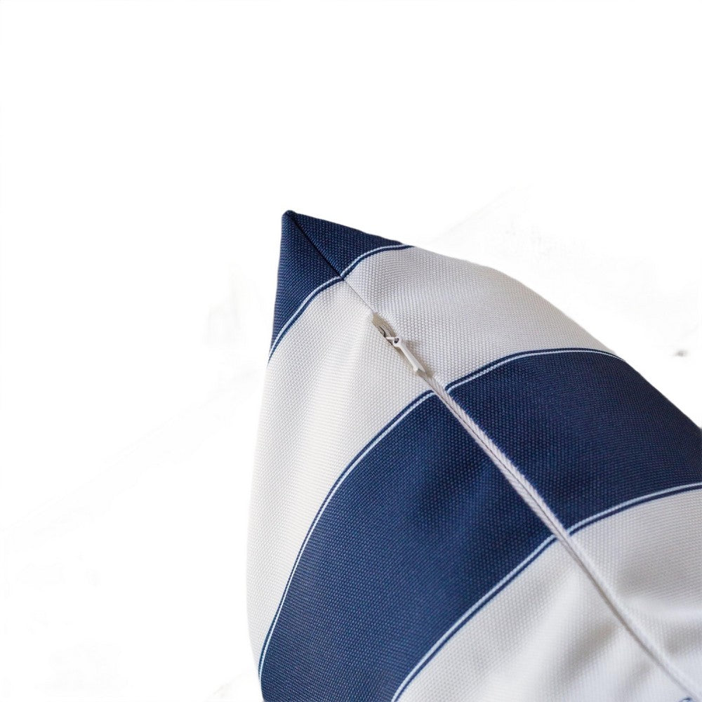 Keo Outdoor Lumbar Pillow, Navy Blue and White Horizontal Stripes, 14x20 - BM349722