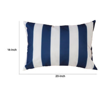 Keo Outdoor Lumbar Pillow, Navy Blue and White Horizontal Stripes, 14x20 - BM349722