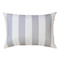 Keo Outdoor Lumbar Pillow, Wide Silver and White Horizontal Stripes, 14x20 - BM349723