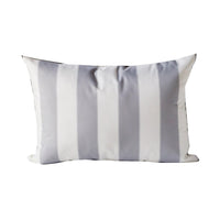 Keo Outdoor Lumbar Pillow, Wide Silver and White Horizontal Stripes, 14x20 - BM349723