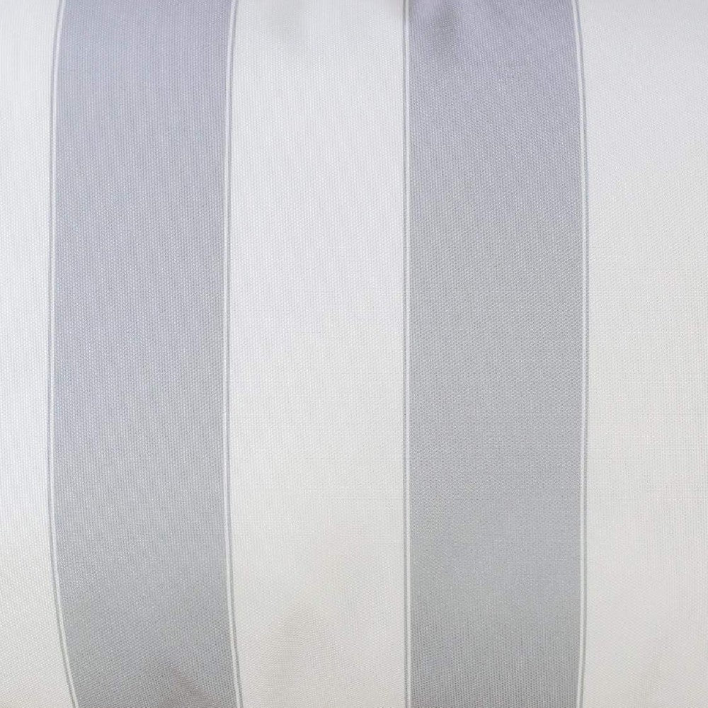 Keo Outdoor Lumbar Pillow, Wide Silver and White Horizontal Stripes, 14x20 - BM349723