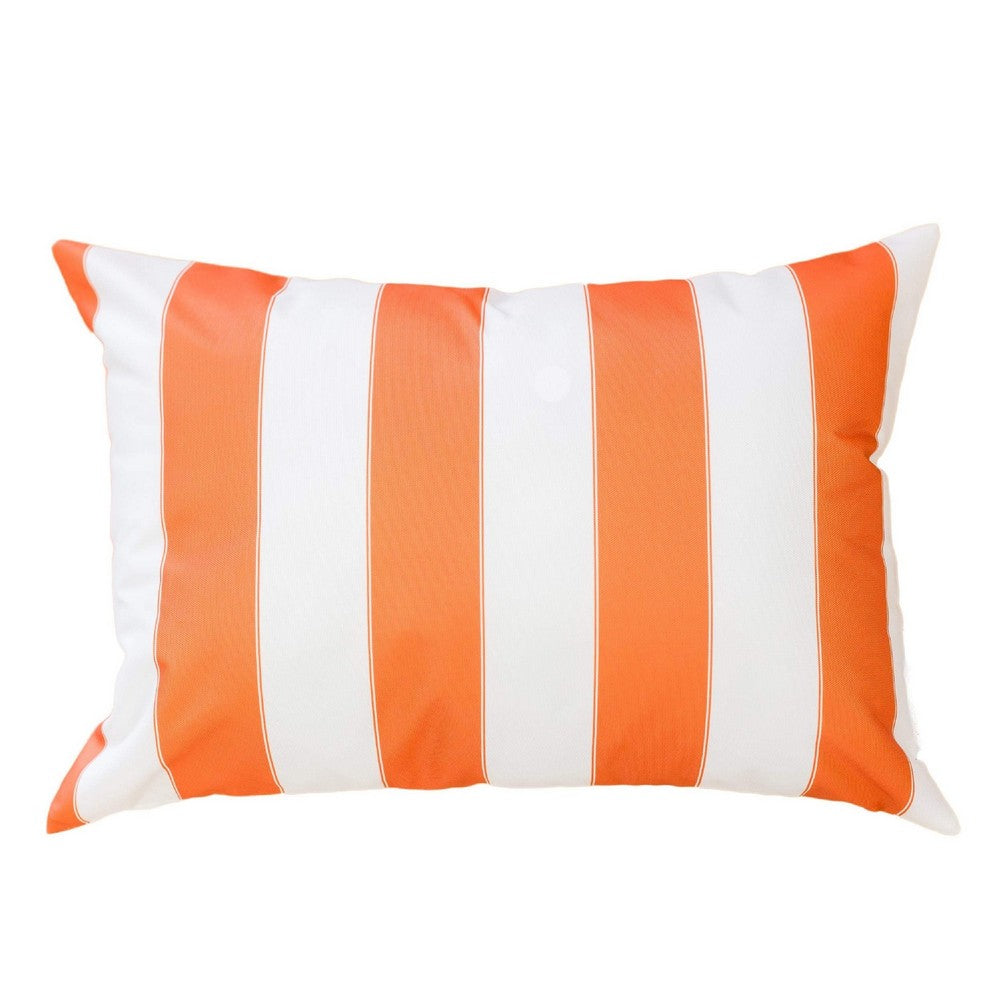 Keo Outdoor Lumbar Pillow, Wide Orange and White Horizontal Stripes, 14x20 - BM349724