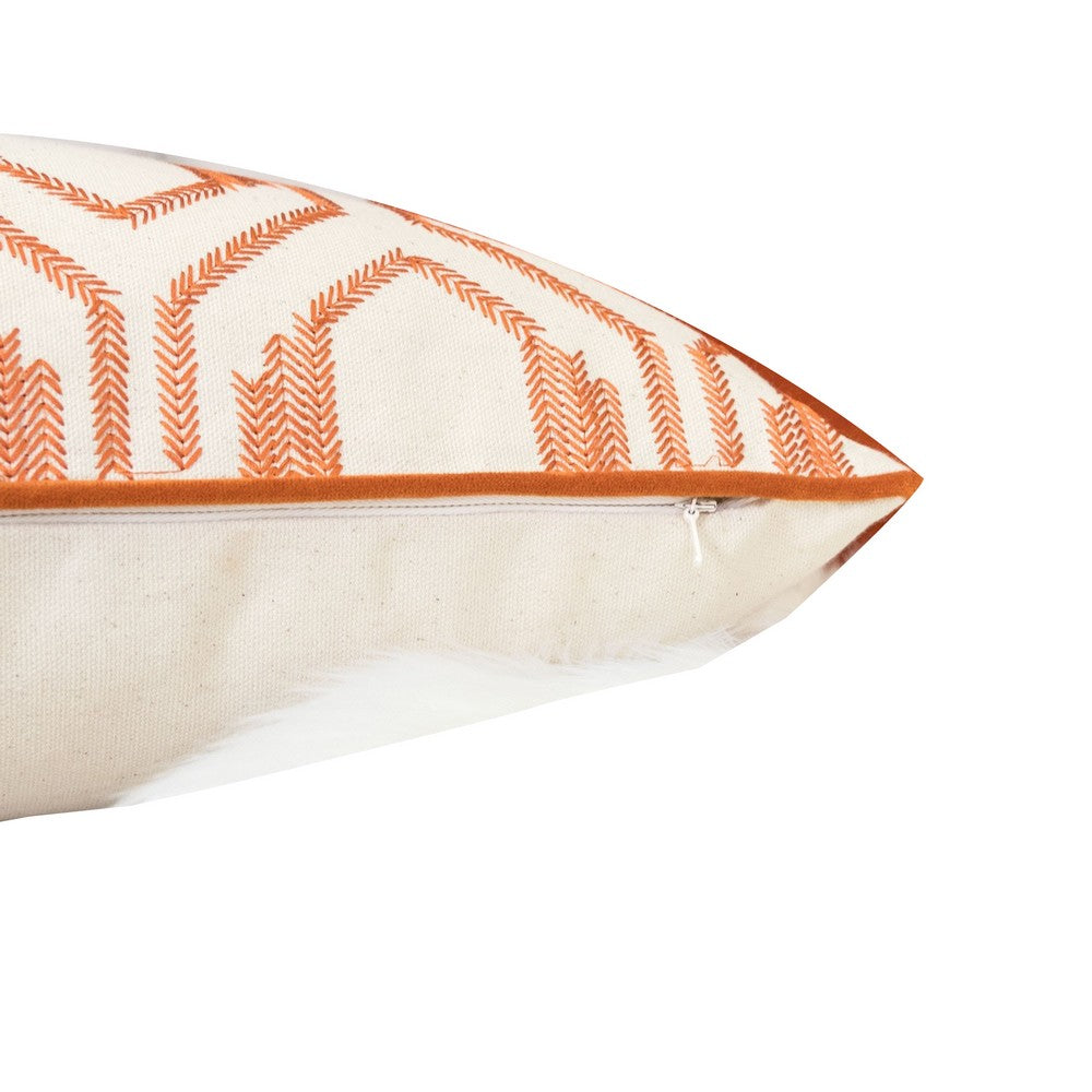Keo Outdoor Lumbar Pillow, Wide Orange and White Horizontal Stripes, 14x20 - BM349724