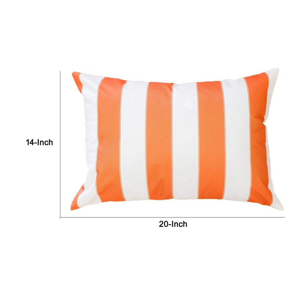 Keo Outdoor Lumbar Pillow, Wide Orange and White Horizontal Stripes, 14x20 - BM349724