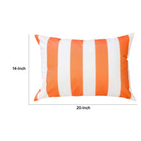 Keo Outdoor Lumbar Pillow, Wide Orange and White Horizontal Stripes, 14x20 - BM349724